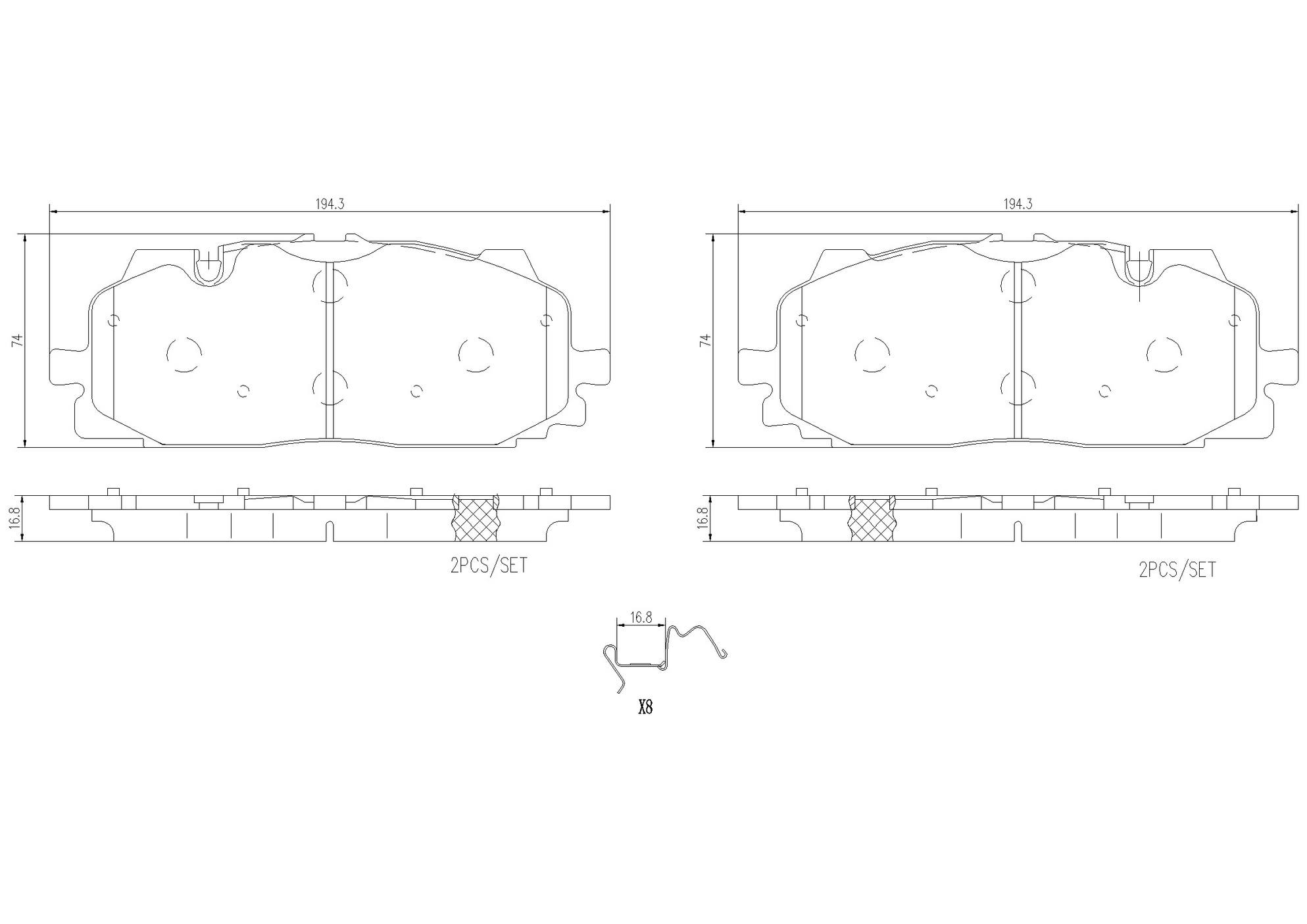 Audi Brembo Brake Set - Pads Front (Ceramic) 8W0698151N - Brembo P85165N